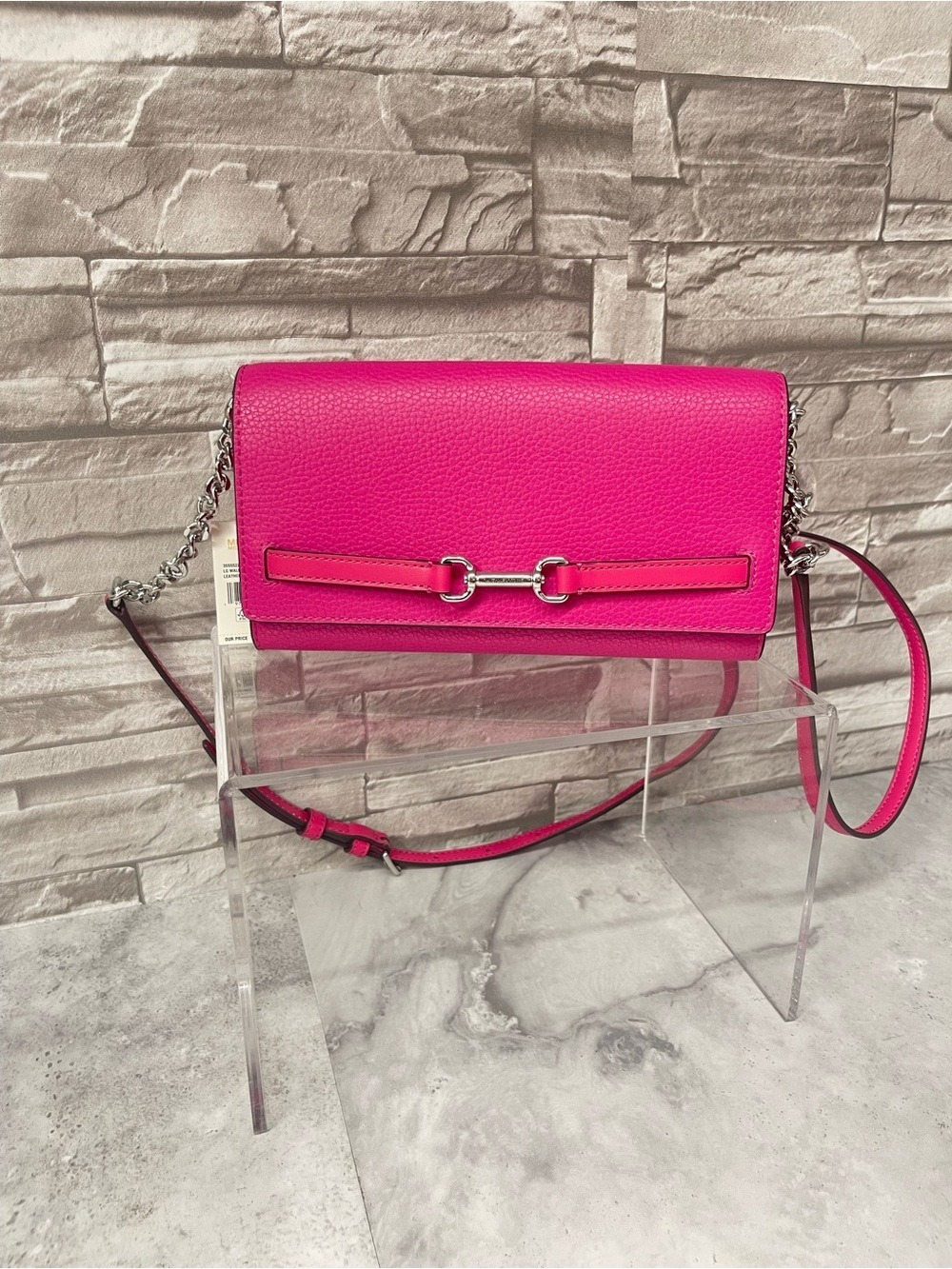 Michael Kors Carson Wallet On A Chain Dragonfruit Pink